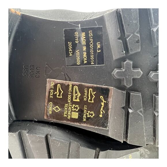 New Women Joules Ashwood Black Leather Faux Fur Warm Lace-Up Hiking Ankle Boots - Picture 9 of 13